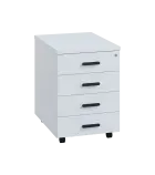 LKZ 2 - 01 kontejner pojízdný, 4-zásuvkový, deska 25 mm, se zámkem na 1. zásuvce, bílá